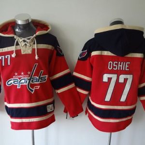 Capitals #77 T.J Oshie Red Sawyer Hooded Sweatshirt Stitched Jersey