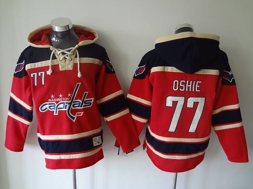Capitals #77 T.J Oshie Red Sawyer Hooded Sweatshirt Stitched Jersey
