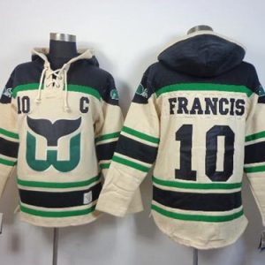 Whalers #10 Ron Francis Cream Sawyer Hooded Sweatshirt Stitched Jersey