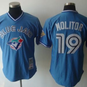 Mitchell And Ness Blue Jays #19 Paul Molitor Blue Stitched Jersey