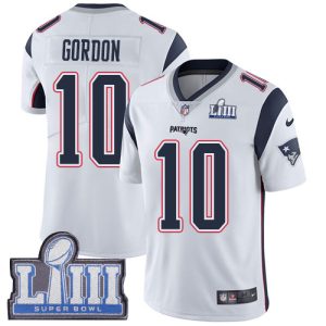 New England Patriots #10 Josh Gordon White Super Bowl LIII Vapor Untouchable Limited Stitched Jersey