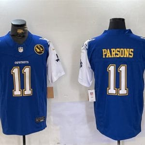 Dallas Cowboys #11 Micah Parsons 2024 F.U.S.E. Navy Gold With Texas John Madden Patch Stitched Jersey