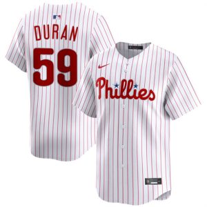 Philadelphia Phillies #59 Jhoan Dur¨¢n White Home Limited Stitched Jersey