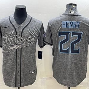 Tennessee Titans #22 Derrick Henry Gray With Patch Cool Base Stitched Jersey
