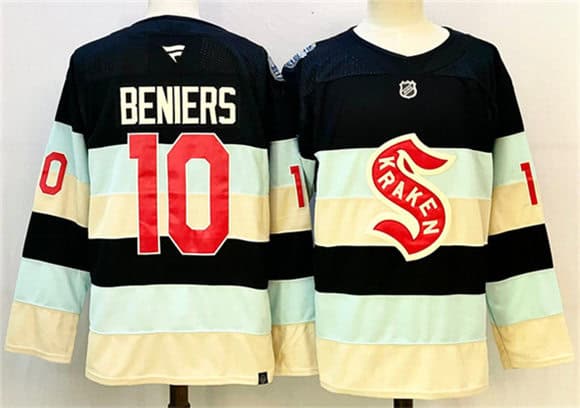 Seattle Kraken #10 Matty Beniers Deep Sea Blue Winter Classic Stitched Jersey