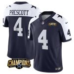 Dallas Cowboys #4 Dak Prescott Navy White 2023 F.U.S.E. NFC East Champions Patch Stitched Jersey
