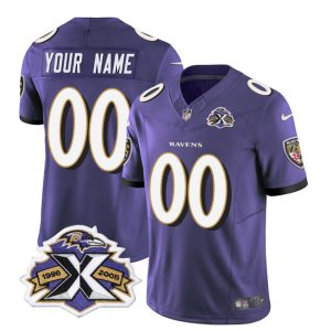 Baltimore Ravens Custom Purple 2023 F.U.S.E With Patch Throwback Vapor Limited Stitched Jersey
