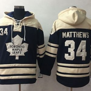 Maple Leafs #34 Auston Matthews Blue Sawyer Hooded Sweatshirt Stitched Jersey