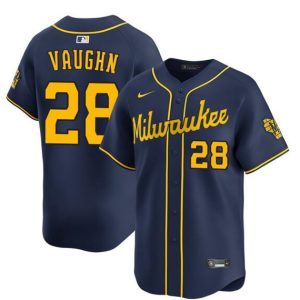 Milwaukee Brewers #28 Andrew Vaughn Navy Alternate Limited Stitched Jersey
