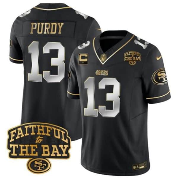 San Francisco 49ers #13 Brock Purdy Black 2025 F.U.S.E. 1-Star C With Faithful To The Bay Patch Limited V8 Stitched Jersey