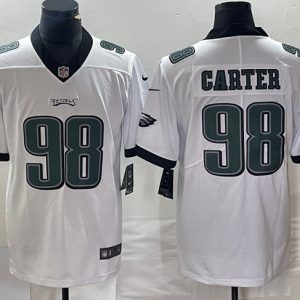 Philadelphia Eagles #98 Jalen Carter White Vapor Limited Stitched Jersey