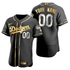 Los Angeles Dodgers Customized Black Gold 2020 World Series Champions Flex Base Stitched MLB Jersey