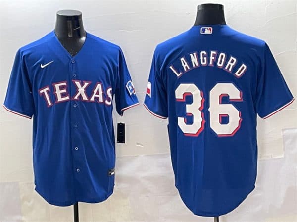 Texas Rangers #36 Wyatt Langford Royal Cool Base Limited Stitched Jersey