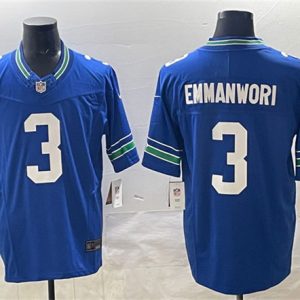 Seattle Seahawks #3 Nick Emmanwori Royal 2024 F.U.S.E Throwback Vapor Limited Football Stitched Jersey