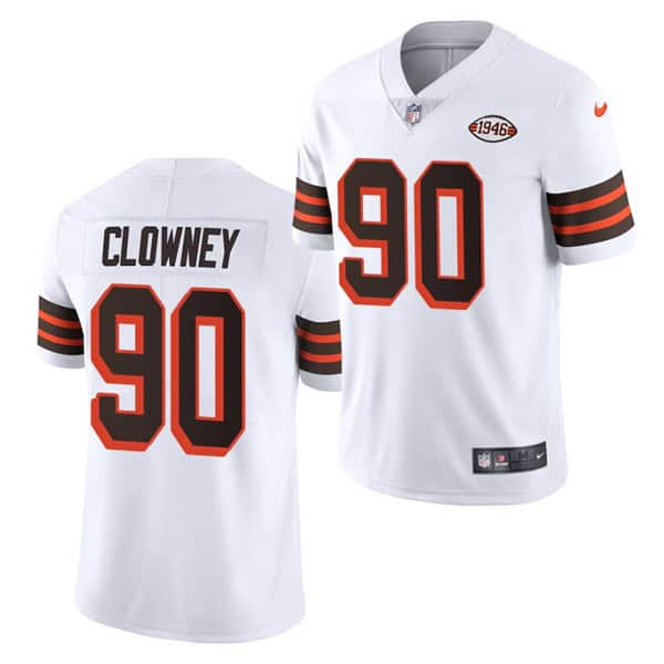 Cleveland Browns #90 Jadeveon Clowney White 1946 Collection Vapor Stitched Football Jersey