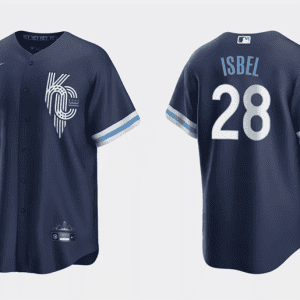 Kansas City Royals #28 Kyle Isbel Navy City Connect Cool Base Stitched Jersey