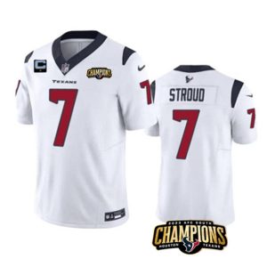 Houston Texans #7 C.J. Stroud White 2023 F.U.S.E. AFC South Champions Patch And 1-Star C Patch Vapor Untouchable Limited Stitched Jersey