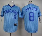 Cubs #8 Andre Dawson Blue(White Strip) Cooperstown Throwback Stitched Jersey