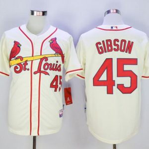 Cardinals #45 Bob Gibson Cream Cool Base Stitched Jersey