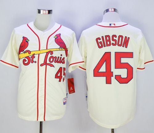 Cardinals #45 Bob Gibson Cream Cool Base Stitched Jersey