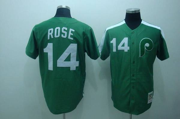 Mitchell And Ness Phillies #14 Rose Stitched Green Throwback Jersey