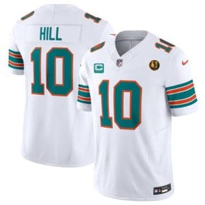 Miami Dolphins #10 Tyreek Hill White 2023 F.U.S.E. Alternate With John Madden Patch And 3-Star C Patch Vapor Limited Stitched Jersey