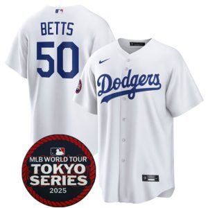 Los Angeles Dodgers #50 Mookie Betts White 2025 World Tour: Tokyo Series Home Stitched Jersey