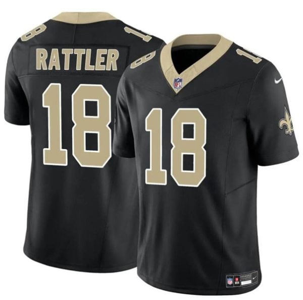 New Orleans Saints #18 Spencer Rattler Black F.U.S.E. Vapor Limited Stitched Jersey