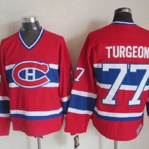 Canadiens #77 Pierre Turgeon Red CCM Throwback Stitched Jersey