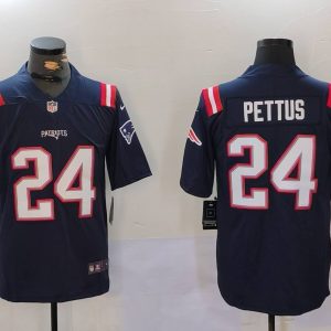 New England Patriots #24 Dell Pettus Navy Vapor Limited Stitched Jersey
