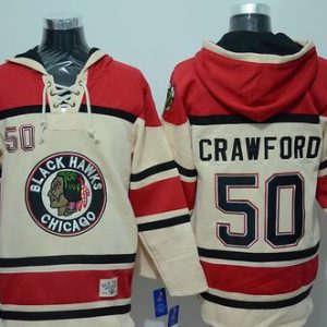 Blackhawks #50 Corey Crawford Gream Sawyer Hooded Sweatshirt Stitched Jersey