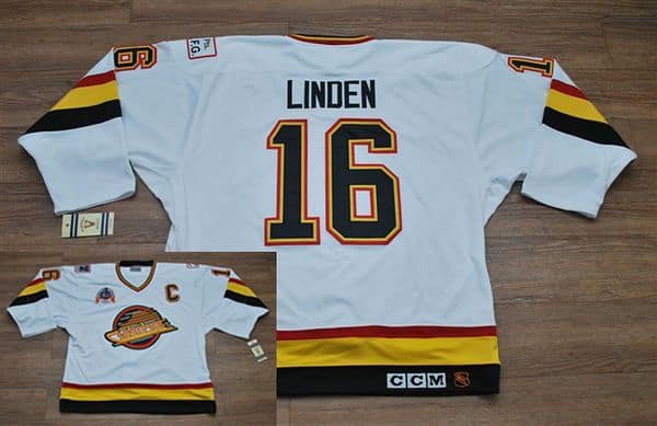 Canucks #16 Trevor Linden Stitched White CCM Throwback Vintage Jersey