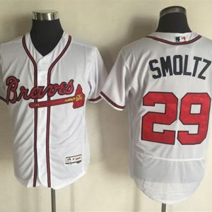 Braves #29 John Smoltz White Flexbase Authentic Collection Stitched Jersey