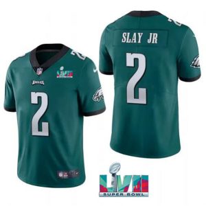 Philadelphia Eagles #2 Darius Slay JR Green Super Bowl LVII Patch Vapor Untouchable Limited Stitched Jersey