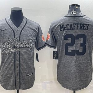 San Francisco 49ers #23 Christian McCaffrey Gray With Patch Cool Base Stitched Baseball Jersey