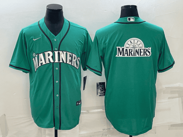 Seattle Mariners Aqua Team Big Logo Cool Base Stitched Jersey