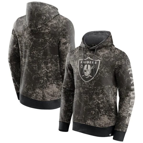 Las Vegas Raiders Black Gray Blackout Tonal Pullover Hoodie