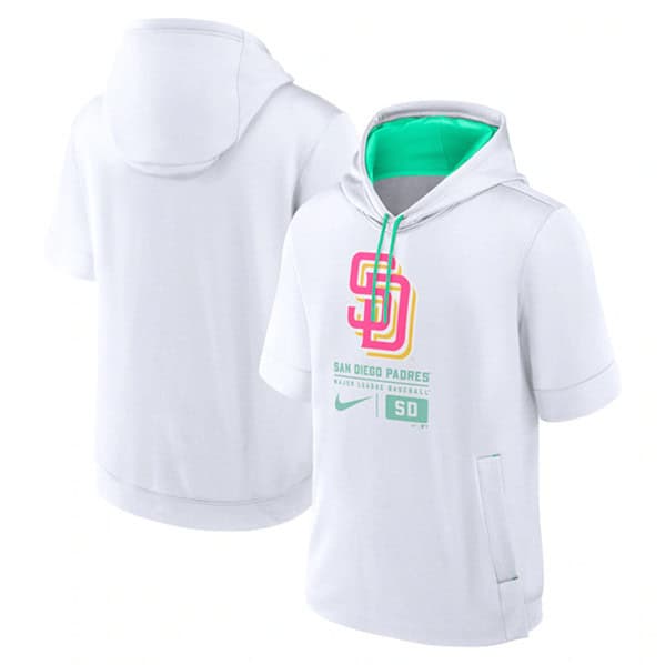 San Diego Padres White City Connect Short Sleeve Pullover Hoodie