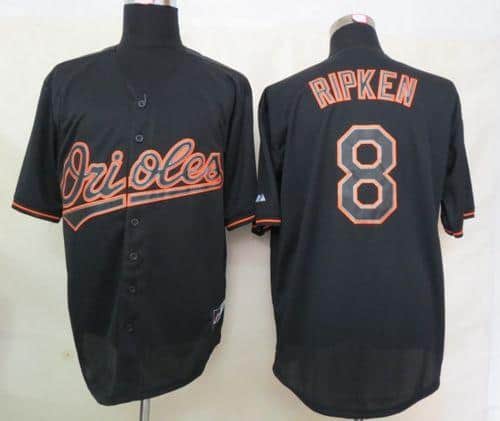 Orioles #8 Cal Ripken Black Fashion Stitched Jersey