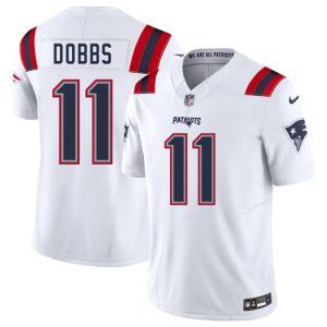 New England Patriots #11 Joshua Dobbs White 2025 F.U.S.E. Vapor Limited Stitched Jersey