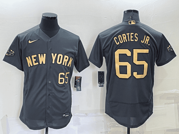 New York Yankees #65 Nestor Cortes Jr. 2022 All-Star Charcoal Flex Base Stitched Jersey