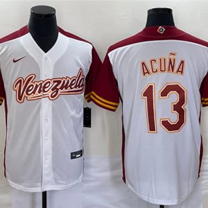 Venezuela #13 Venezuela Acuna Jr. 2023 White World Classic Stitched Jersey