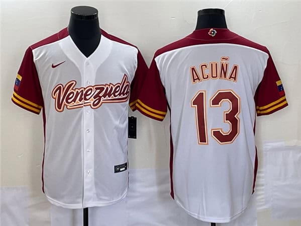 Venezuela #13 Venezuela Acuna Jr. 2023 White World Classic Stitched Jersey