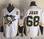 Penguins #68 Jaromir Jagr White CCM Throwback Stitched Jersey