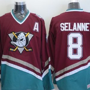 Ducks #8 Teemu Selanne Red CCM Throwback Stitched Jersey