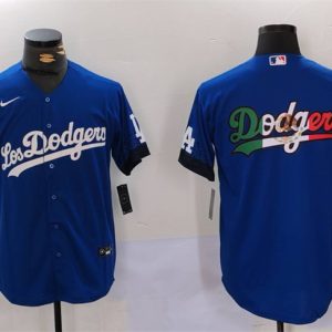 Los Angeles Dodgers Blue Team Big Logo City Connect Cool Base Stitched Jersey