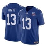 New York Giants #13 Jalin Hyatt Blue 2024 F.U.S.E. 100TH Season Patch Vapor Untouchable Limited Stitched Jersey