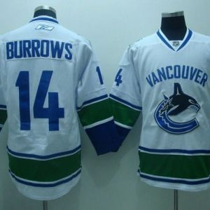Canucks #14 Alexandre Burrows Stitched White Jersey