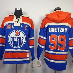 Oilers #99 Wayne Gretzky Light Blue Sawyer Hooded Sweatshirt Stitched Jersey
