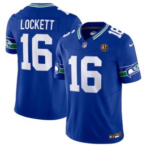 Seattle Seahawks #16 Tyler Lockett Royal 2023 F.U.S.E. Throwback With John Madden Patch Vapor Limited Stitched Jersey